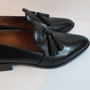 Frye Size 8.5 M Leather Pointed Toe Black Oxford Shoes Tasseled Slip On 3471015